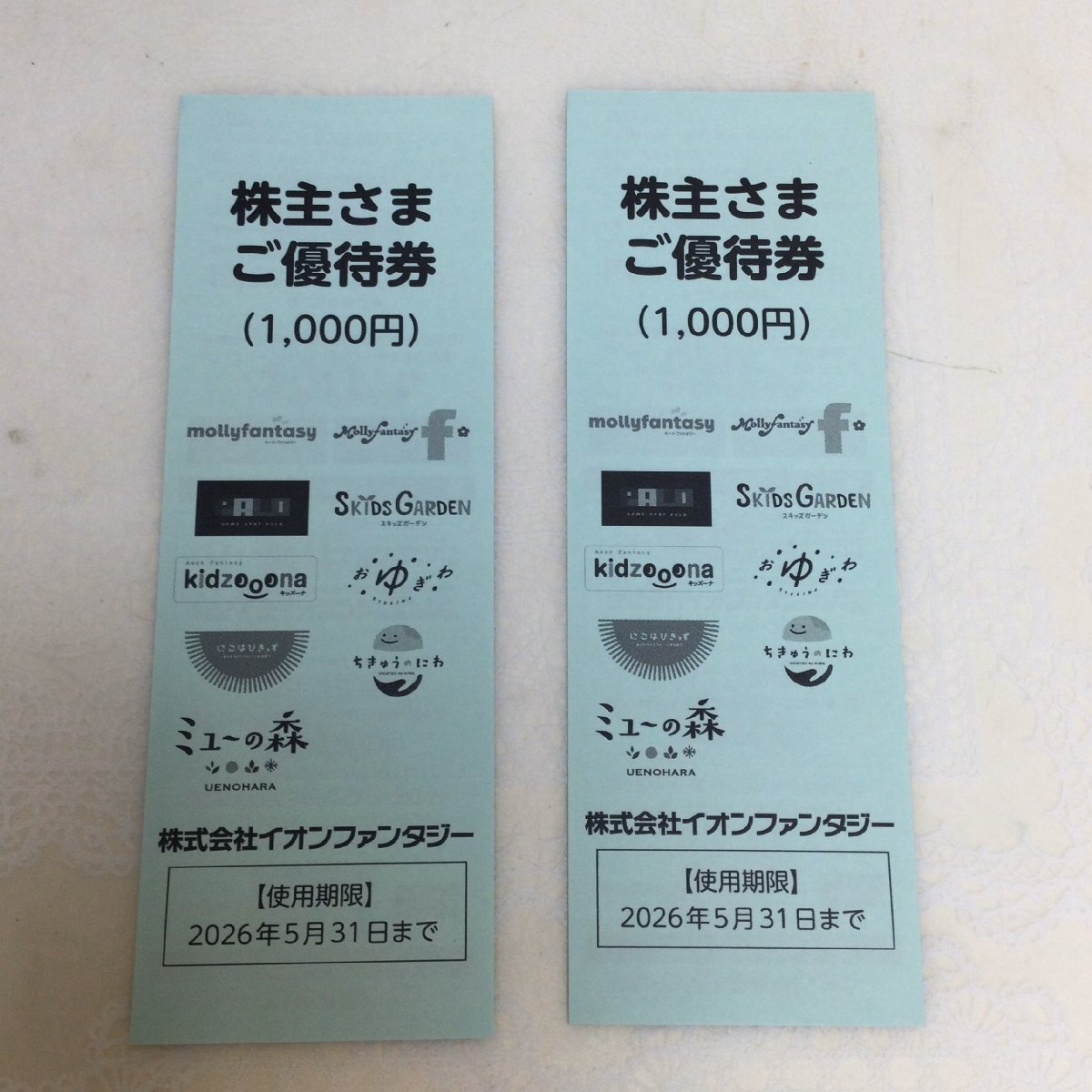 【未使用品/CH】送料無料 株主優待券 イオン イオンファンタジー 株主優待 利用券 2000円分(100円×20枚)2026/05/31まで RS1114/0003拍卖