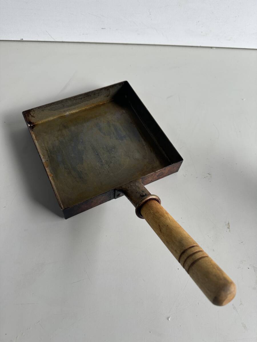 Tt340◆卵焼き器◆銅製 フライパン 全長約18cm キッチン用品 調理器具 総重量:892g 玉子焼き器 厨房 コレクション拍卖