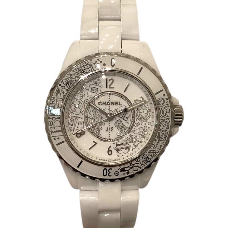 シャネル CHANEL J12 33mm 世界2020本限定 H6477 ホワイト セラミック 腕時計 レディース 中古拍卖