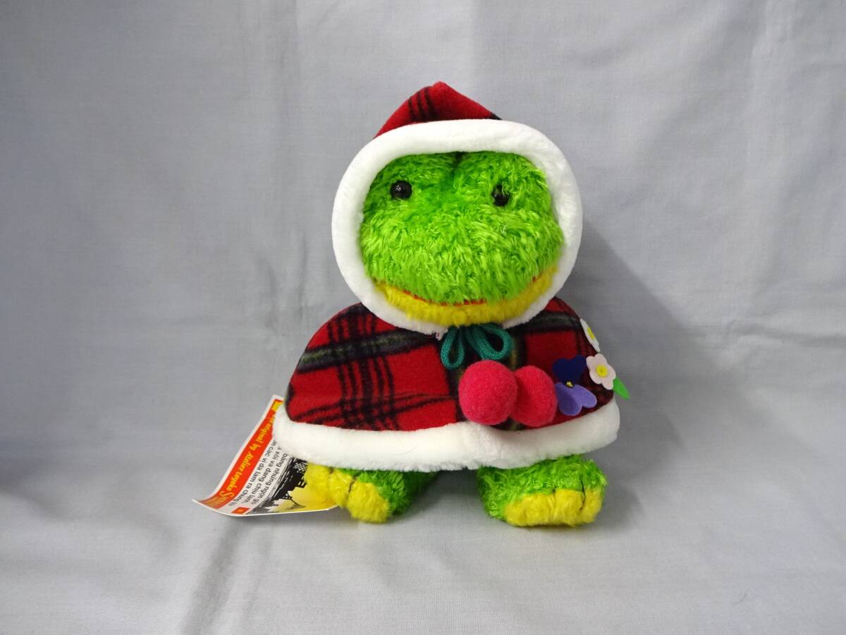 【紙タグ付き】シナダカンパニー アム フロッグ ぬいぐるみ Mサイズ 座高:約16cm ケープ着用 赤チェック柄 カエル 蛙 SHINADA拍卖