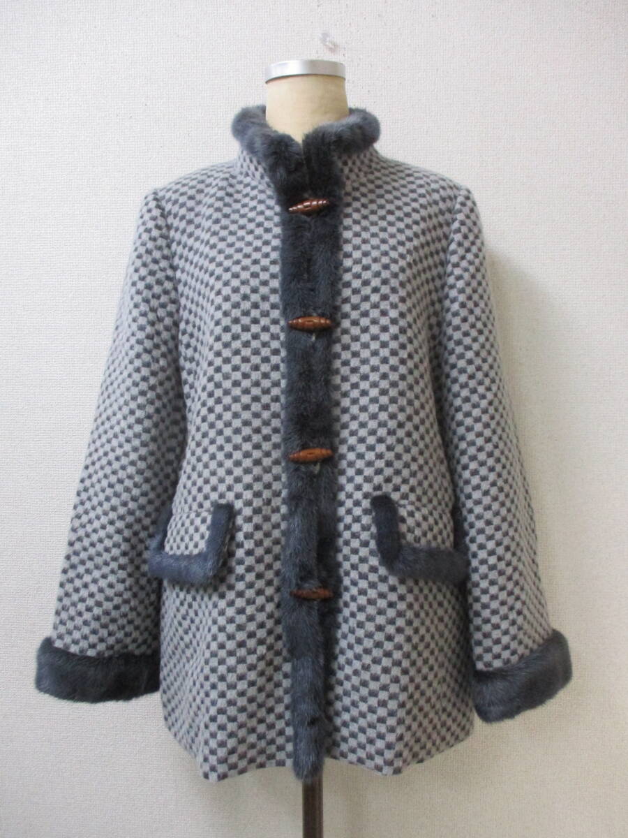 Scenamito シェーナミト レディース コート アルパカ・ウール・シルク・アンゴラ 毛皮・ミンク グレー M~L 日本製拍卖