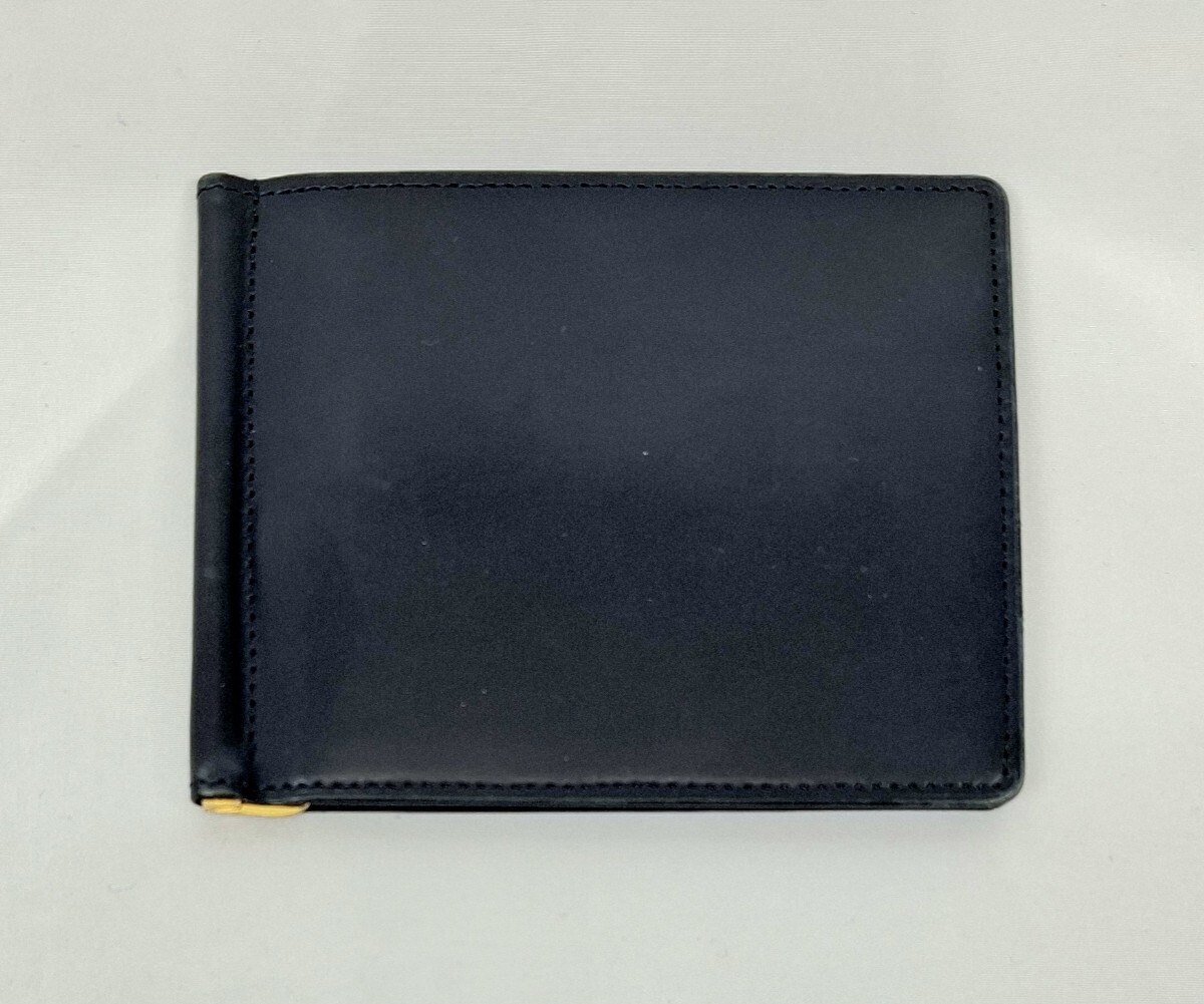 美品 日本製 CYPRIS ISETAN MEN'S別注 コードバン 札ばさみ マネークリップ マネークリップ 名刺入れ カードケース ネイビー拍卖