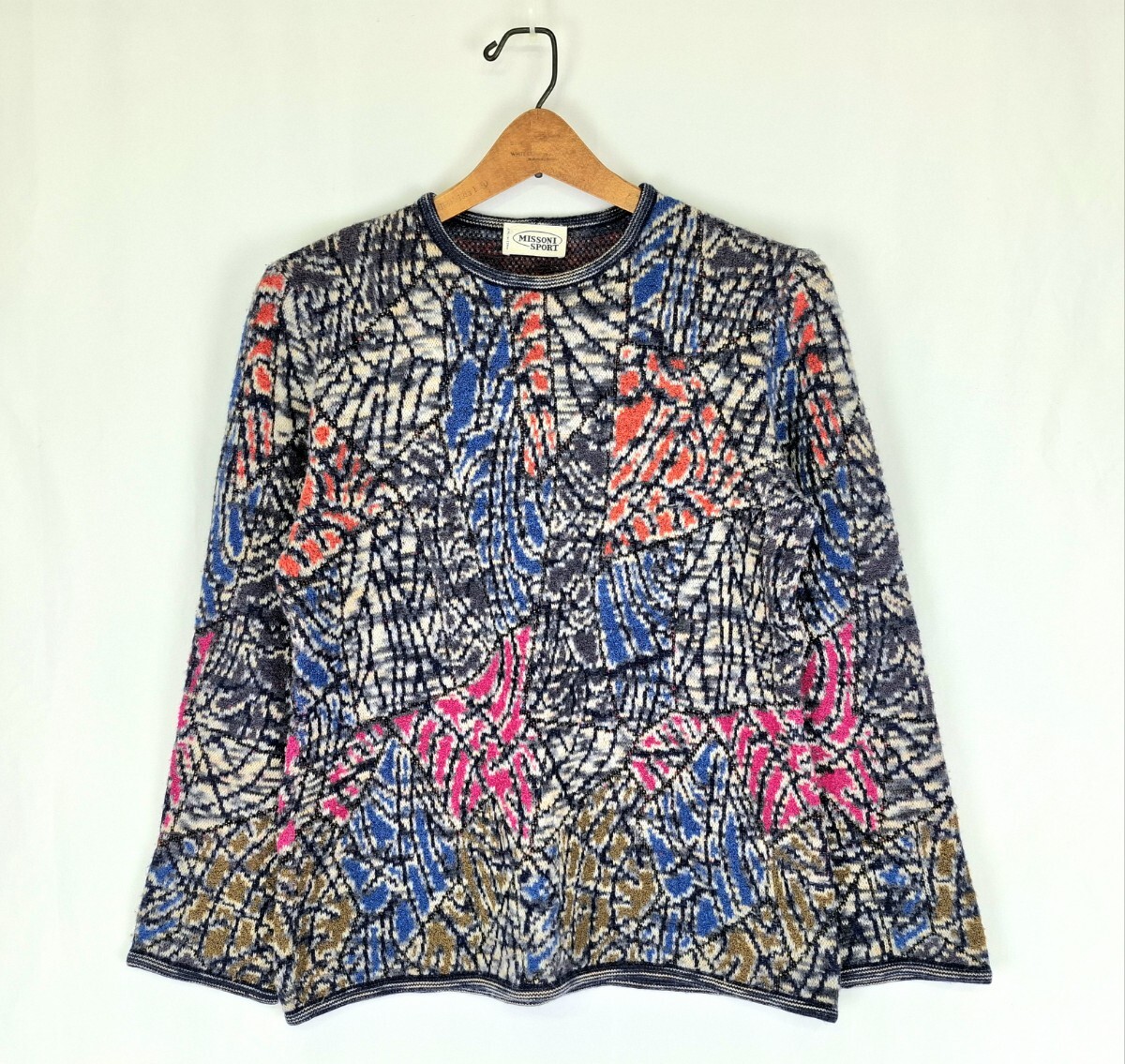 良好 80s〜 ITALY製 MISSONI SPORT セーター 42 M L イタリア製 柄 ミッソーニ ウールセーター拍卖