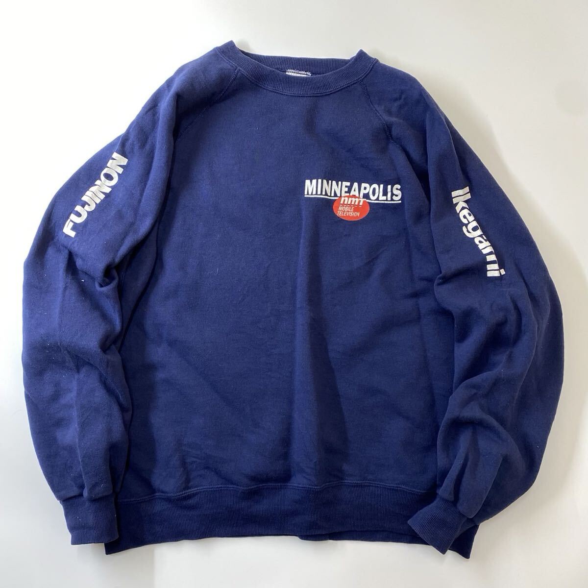 ビンテージ 90s アメリカ古着 企業ロゴ スウェット トレーナー XXL ネイビー Hanes製拍卖