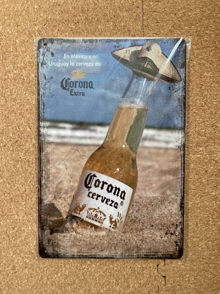 コロナ エキストラ Corona Extra beer ビール 瓶 ビーチ レトロ ビンテージ ブリキ看板 メタルサインプレート アメリカン雑貨 ウォールデコ拍卖