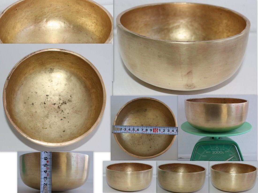 1532/中古・変色あり!/おりん 直径約15.0cm 高さ7.0cm 330g ※おりんの内側が鎚起拍卖