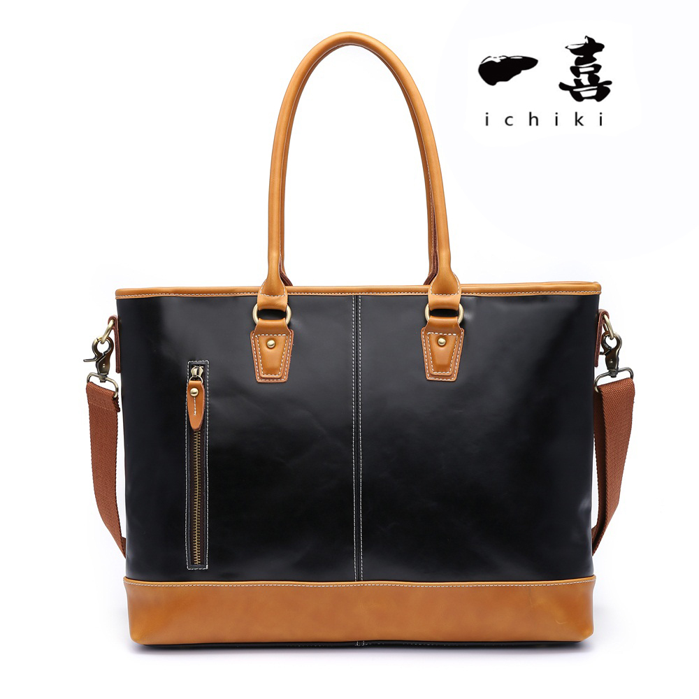 大容量 ハンドメイド ビジネスバッグ トートバッグ メンズ!本革レザー 2way 底鋲有り 黒 D10拍卖