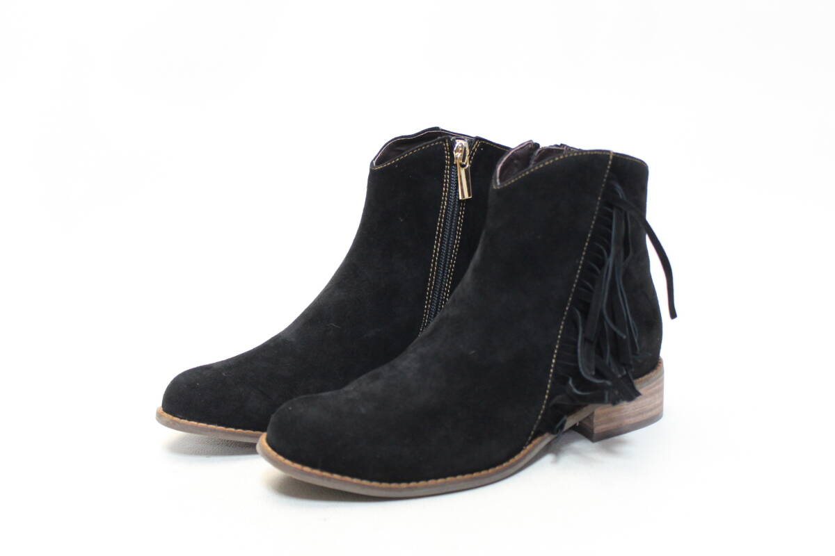 新品♪卑弥呼 オンブルー 本革フリンジショートブーツ(22.5cm)/27拍卖