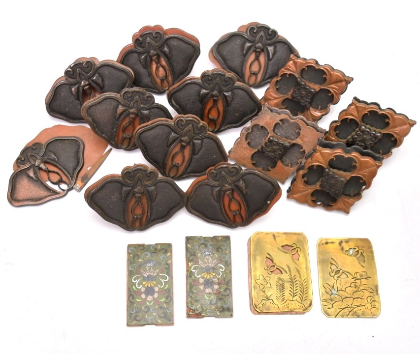 228 釘隠 まとめて 七宝引手●金工 金具 古民具 古民家 寺院 飾り金具 和風建築 数寄屋造 和室 建築 古民具 骨董 古美術拍卖