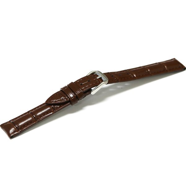 腕時計 ベルト 19mm レザー クロコダイル型押し 濃い 茶 バネ棒付き バンド L3 交換 革 牛革 ラスト拍卖