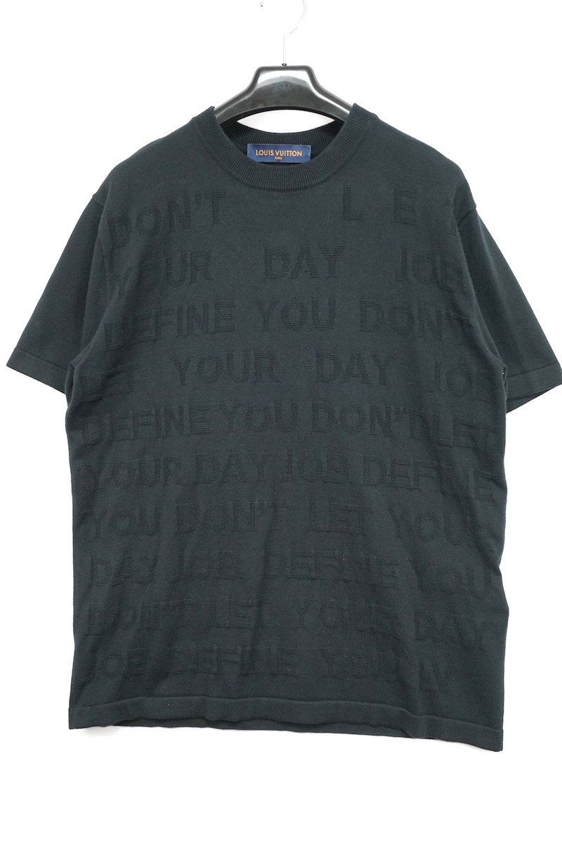 LOUIS VUITTON ルイヴィトン ロゴ ニットレター Tシャツ ブラック Mサイズ コットン シルク RM212M ET8 HLN09W拍卖