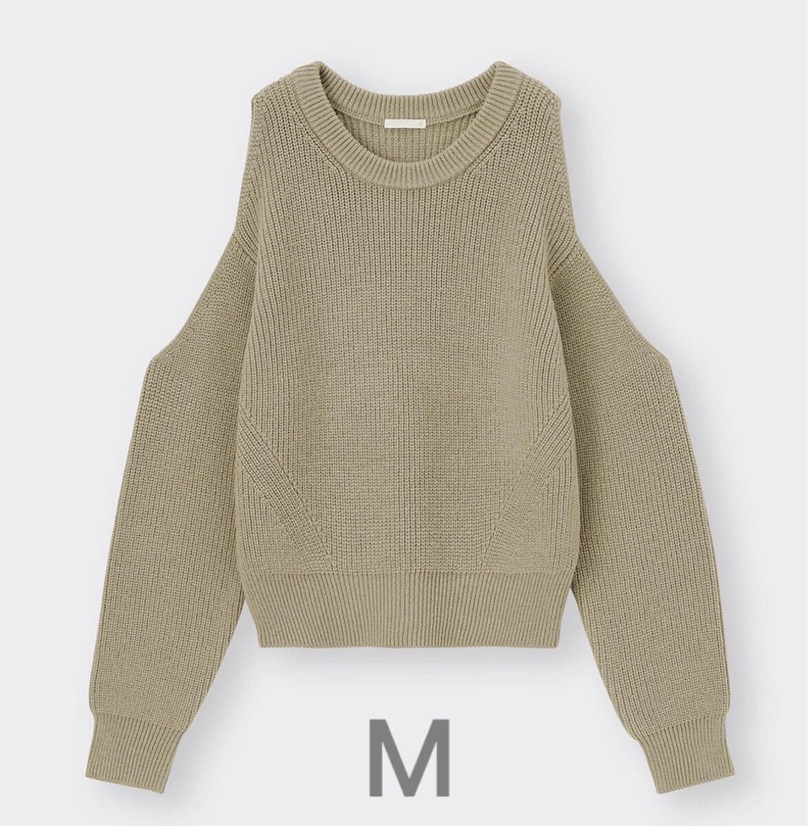 新品★ジーユーGUカットアウトセーター長袖セーター オープンショルダー ニットトップス カーキ ラウンド丸首セクシーMサイズ34:ブラウン拍卖