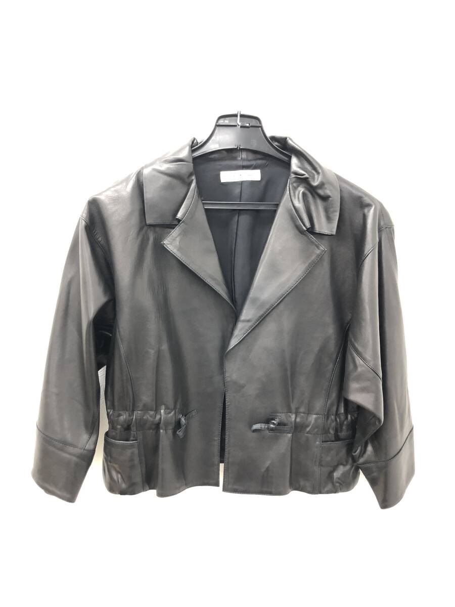 【羊革】HIROKO KOSHINO ヒロココシノ ラムレザー ジャケット ブラック サイズ40 ショート丈 レディース アウター 拍卖