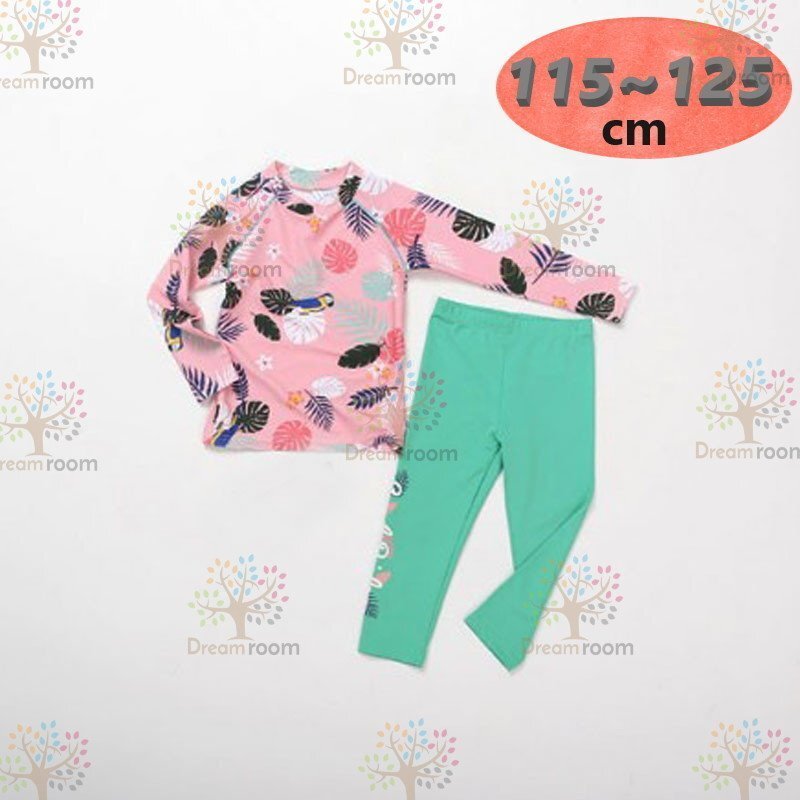 ラッシュガード 水着 上下セットアップ ピンク【2XL】115-125cm 子供服 男女 レギンス 長袖 ズボン 日よけ ビキニ 海 プール swi-112拍卖