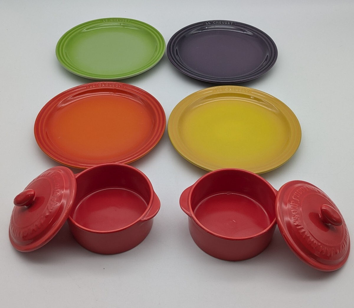 ●【500円スタート】 LE CREUSET ル クルーゼ 食器 小皿 ミニ プレート4枚&LOCO PORTI ロコポルティ 小鍋2つ セット拍卖