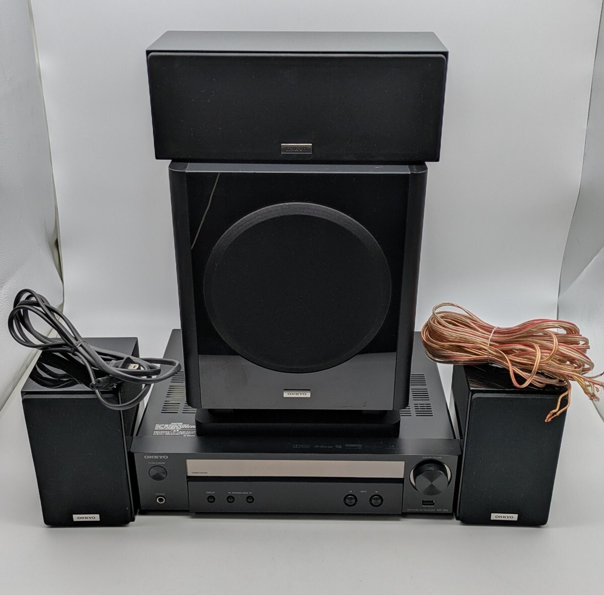 A【500円スタート】 ONKYO NETWORK AV RECEIVER NR-365 オンキョー BLACK /スピーカーSWA-V50、D-109C、ST-V50 通電のみ確認済拍卖