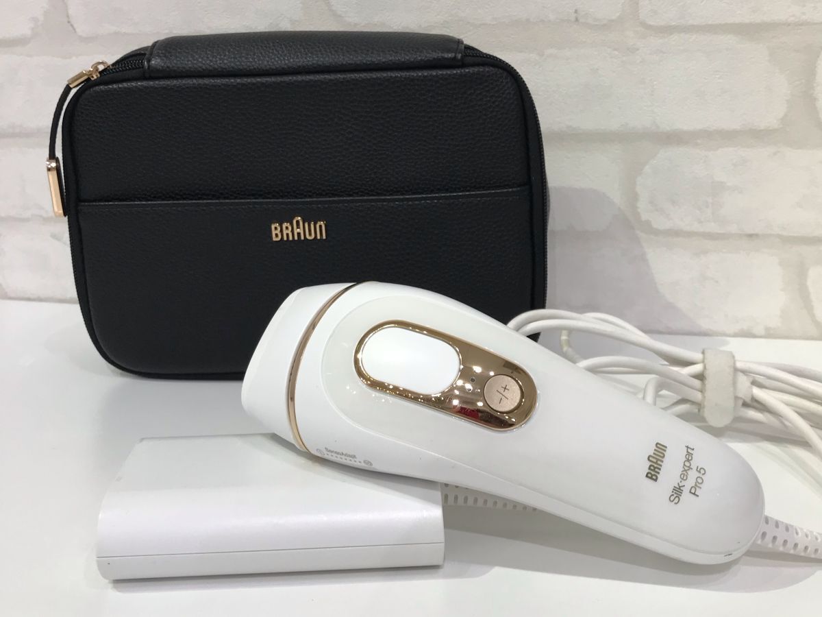 θ【通電確認済み】BRAUN/ブラウン シルクエキスパートPro5 ホワイト系 光美容器 家庭用脱毛器 美容家電 ケース/ケーブル S62616683401拍卖