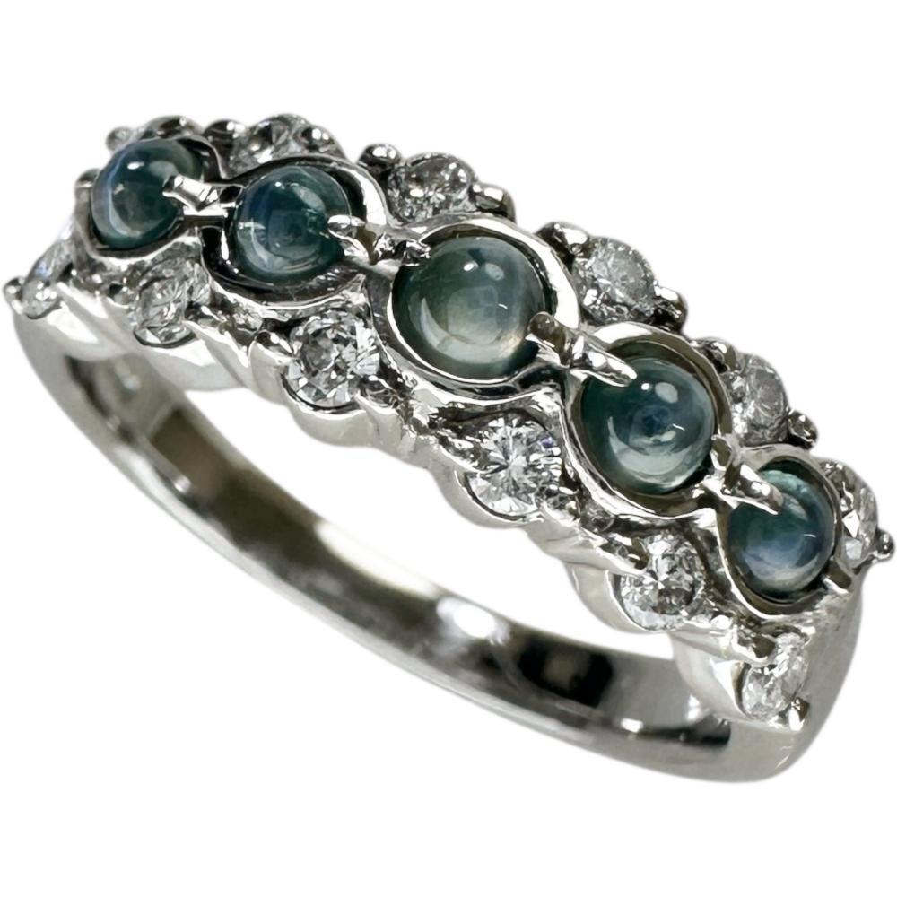 10号 アレキサンドライトキャッツアイ 計0.41ct ダイヤモンド 計0.26ct リング・指輪 Pt900プラチナ 6.4g レディース拍卖