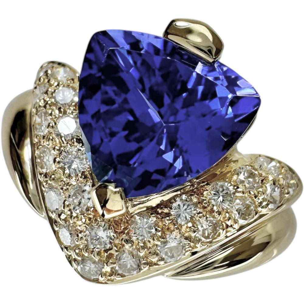 15号 タンザナイト 3.54ct ダイヤモンド 計0.50ct リング・指輪 K18ゴールド 7.4g レディース拍卖