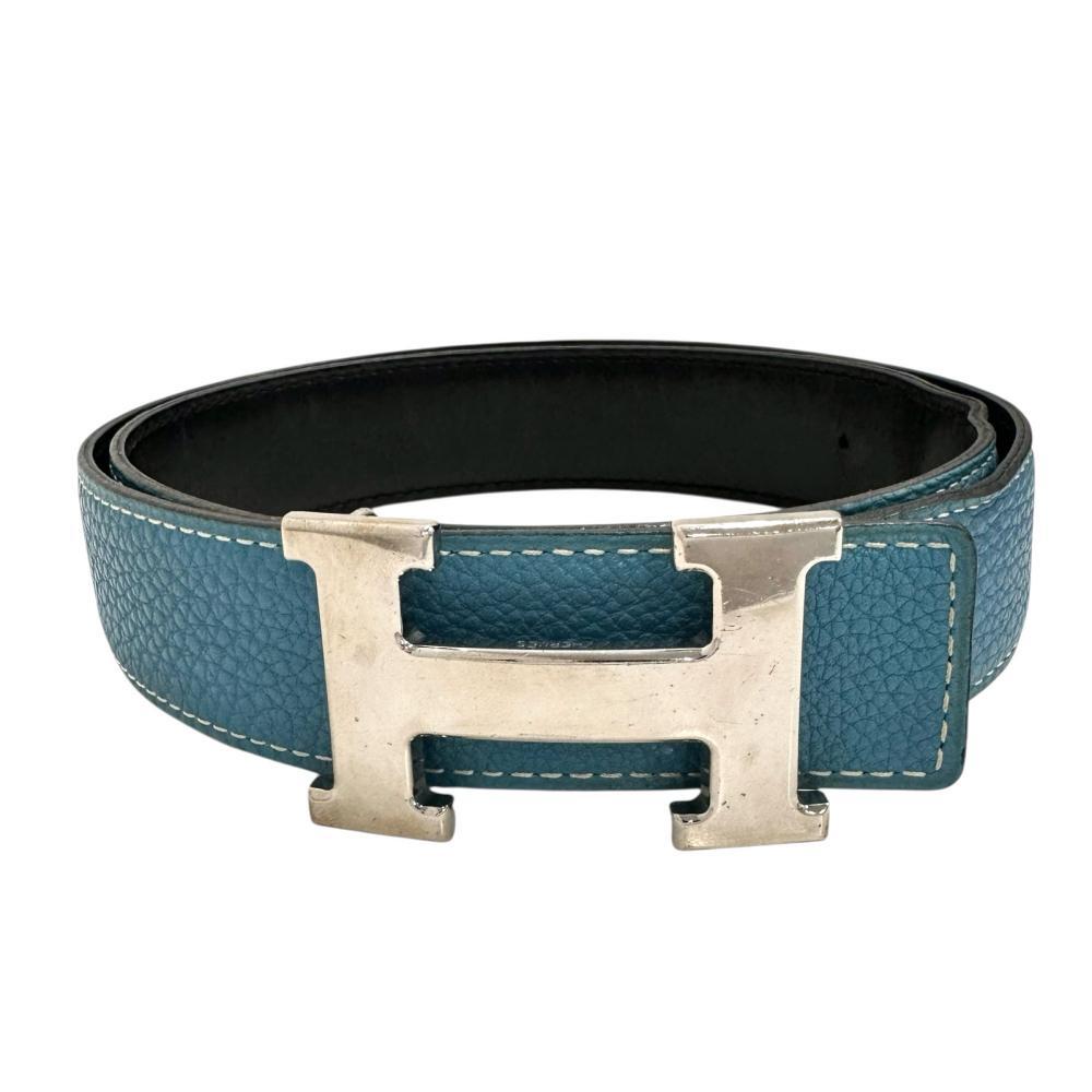 HERMES/エルメス コンスタンス Hベルト リバーシブル ベルト レザー/メタル ブルージーン/ブラック ユニセックス拍卖