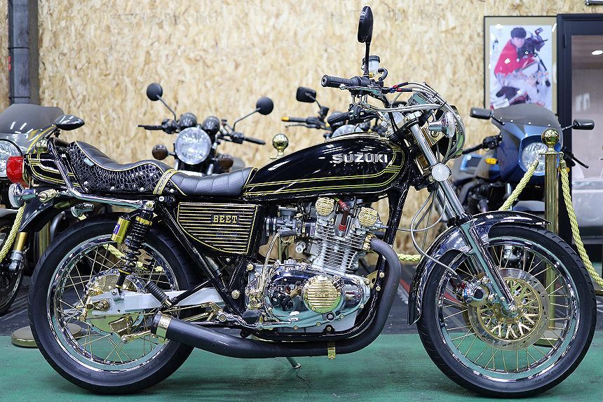 極上車/GS400/450ボアアップ/フルレストア/ゴールドフルメッキ/エンジンOH済み/Hリム/ワイセコ/片アンチ/Wディスク/当時物マービング管BEET拍卖