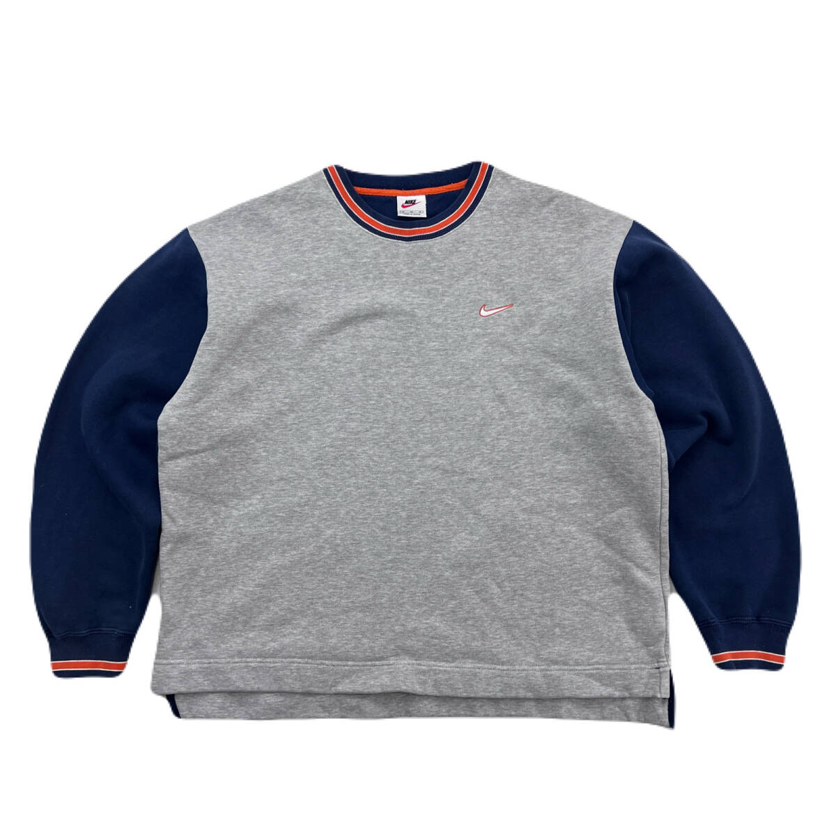 ナイキ 90s ビンテージ スウェット トレーナー ネイビー グレー Mサイズ シンプル 胸ロゴ ●F303拍卖