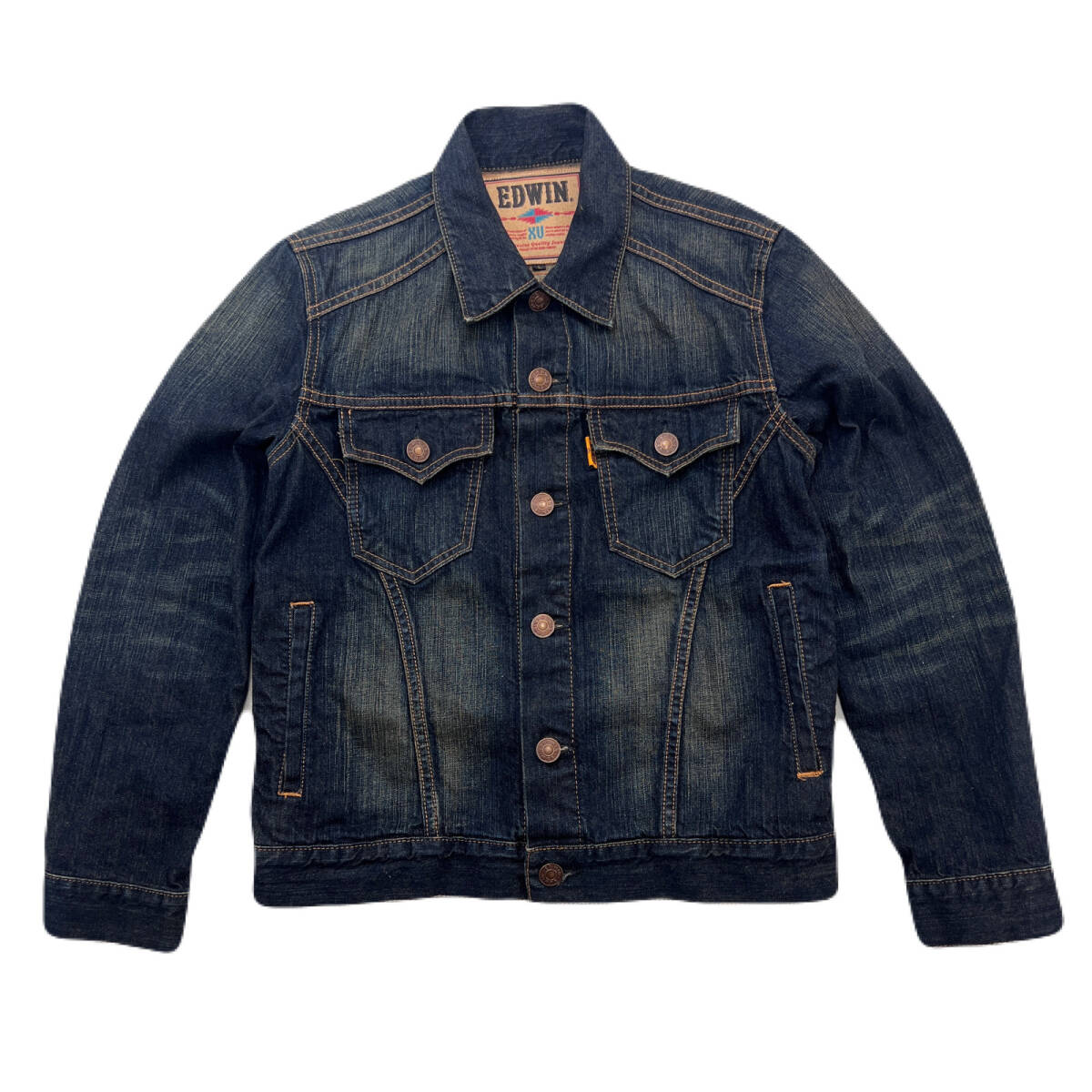 エドウィン デニム ジャケット ジージャン Gジャン 色濃いめ 色落ち感最高 Lサイズ メンズ G10049 ●G371拍卖