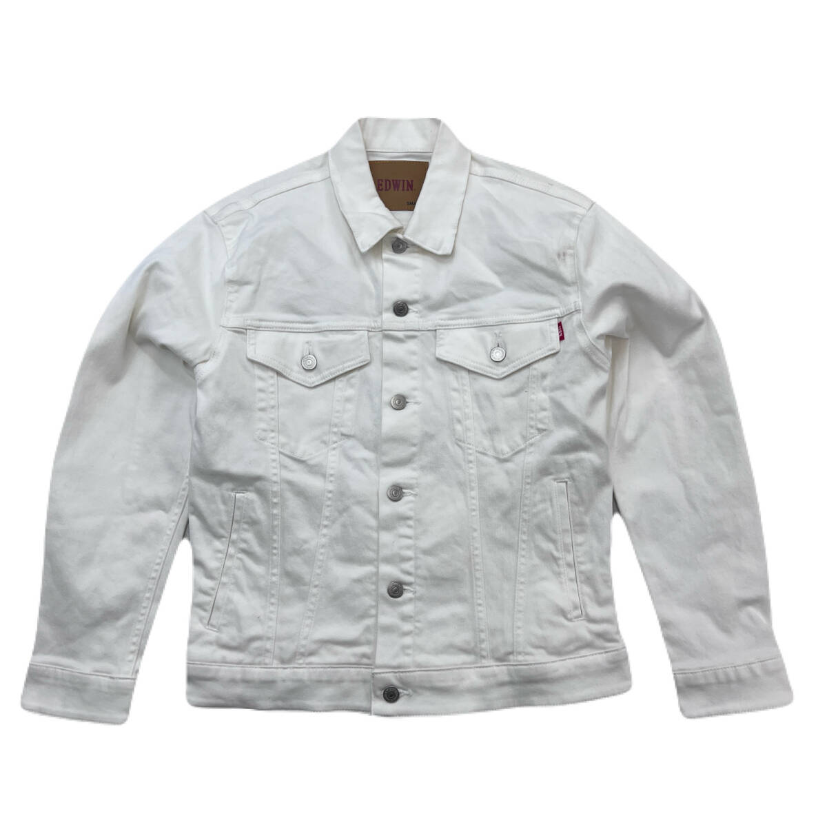 エドウィン デニム ジャケット ジージャン コットンジャケット 白 ホワイト Sサイズ メンズ きれいめ ●I383拍卖