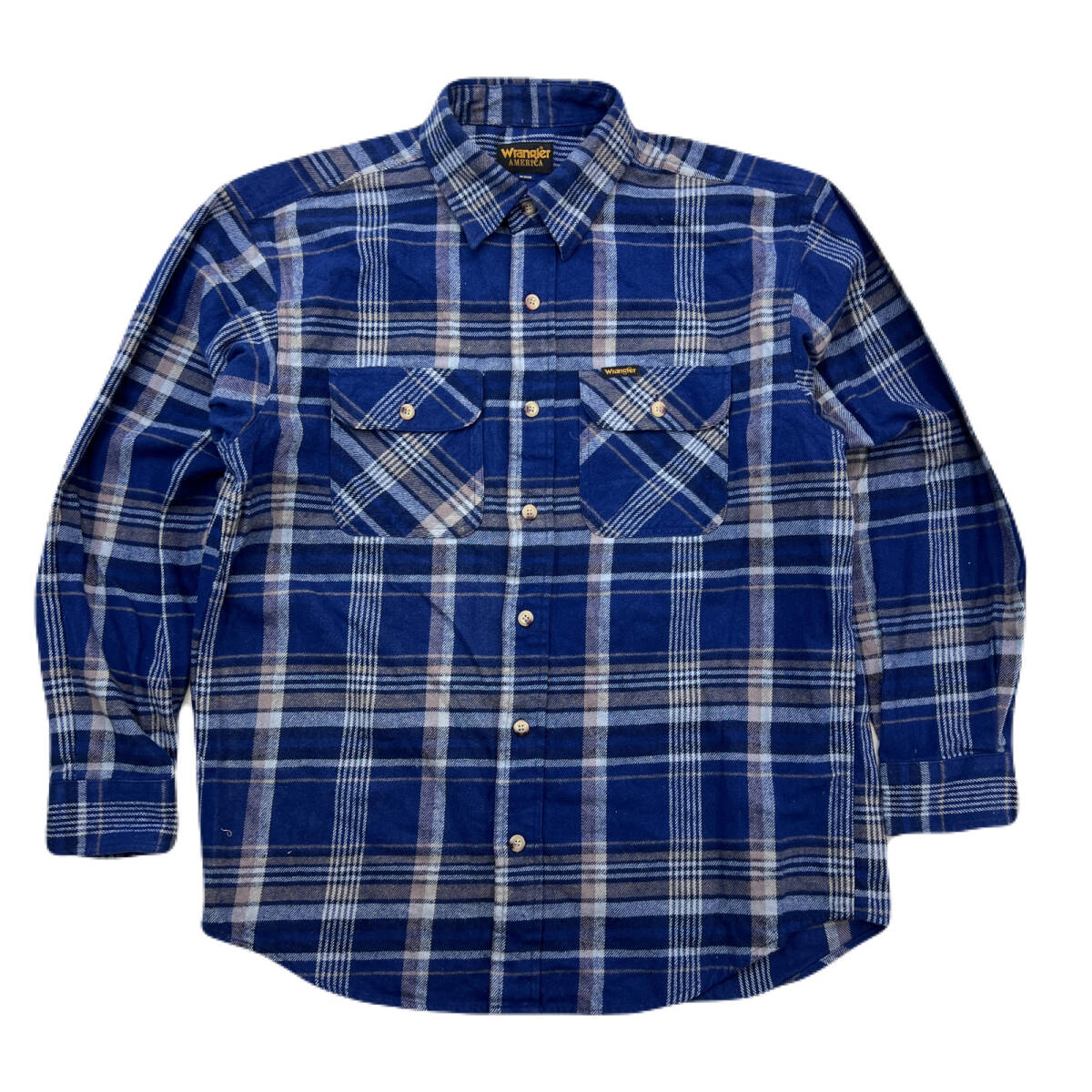 ラングラー 長袖 ネルシャツ ネイビー 紺 チェック アメカジ シャツ メンズ Mサイズ 定番 シンプル ●AA353拍卖