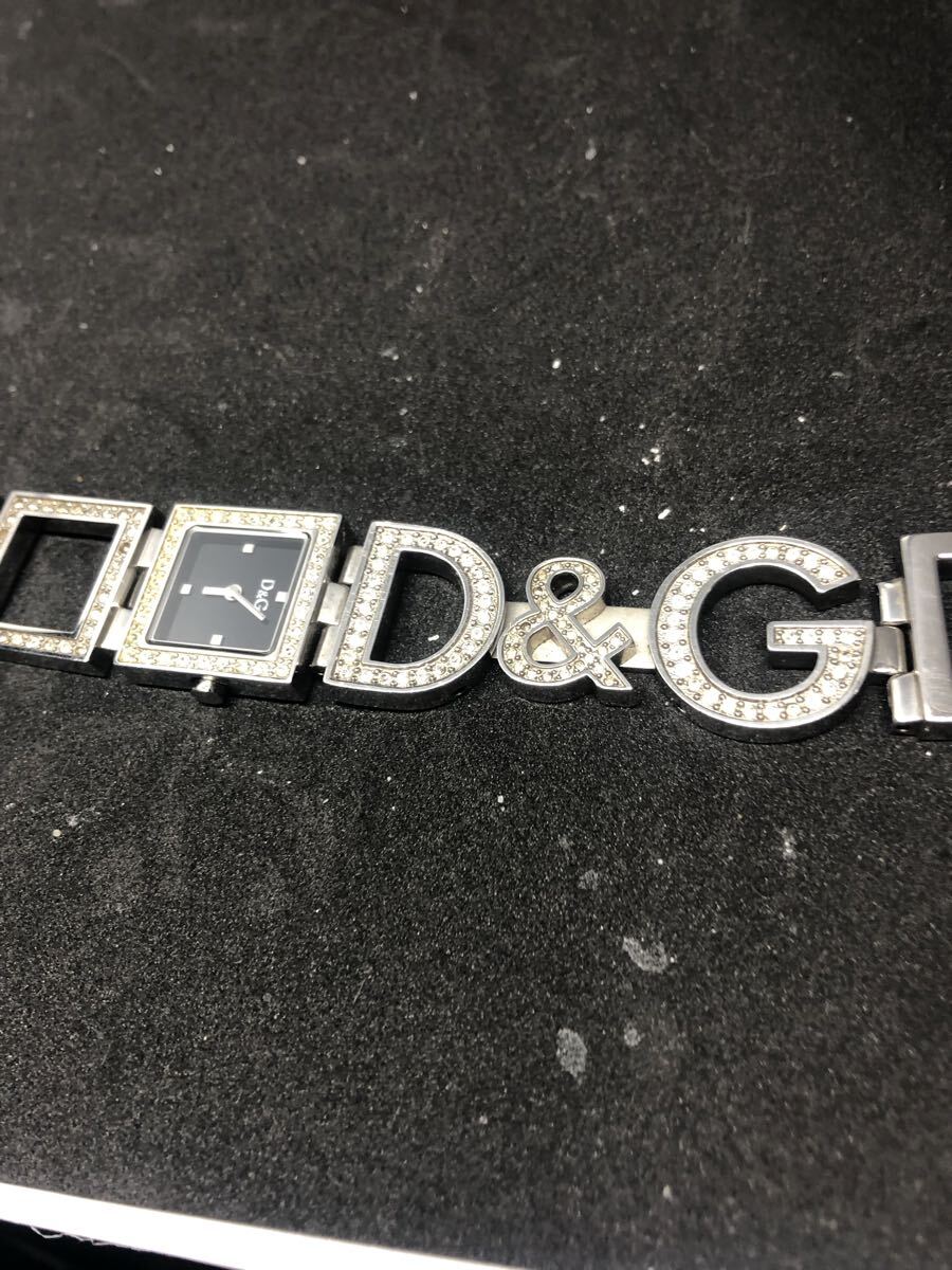 DOLCE & GABBANA (ドルチェ&ガッバーナ) 腕時計 ブラック レディース ジルコニア D G シルバー クォーツ拍卖