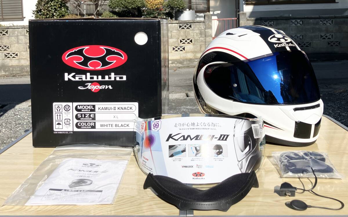 Kabuto ヘルメット KAMUI-3 KNACK XLサイズ ミラーシールド CF-1W ブルーミラー 純正シールド等付属 OGKKABUTO フルフェイス バイク用品拍卖