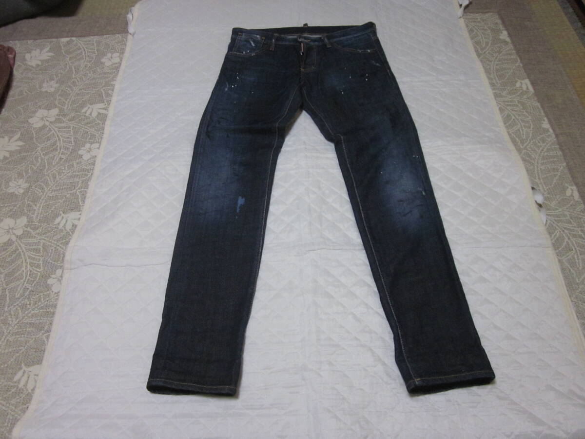 ☆☆☆【 新規出品 】イタリア製 DSQUARED2 デイスクエアード:ペイント&ワッペンデザインデニム:正規品:サイズ表示 48:送料無料拍卖