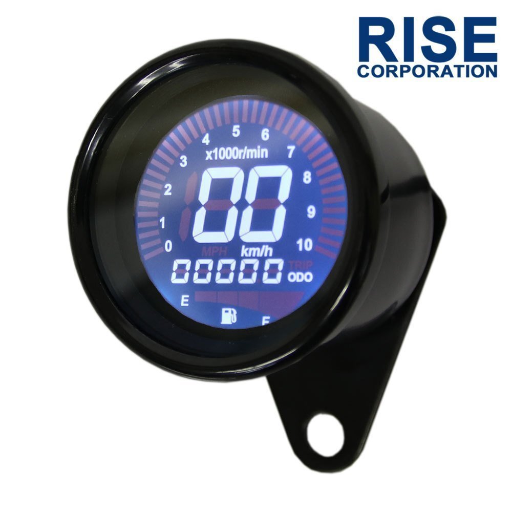 汎用 バイク用 12V 機械式 デジタル スピード タコ メーター 7色切替 LEDバックライト付 ブラック ストリートマジック コレダスクランブ拍卖