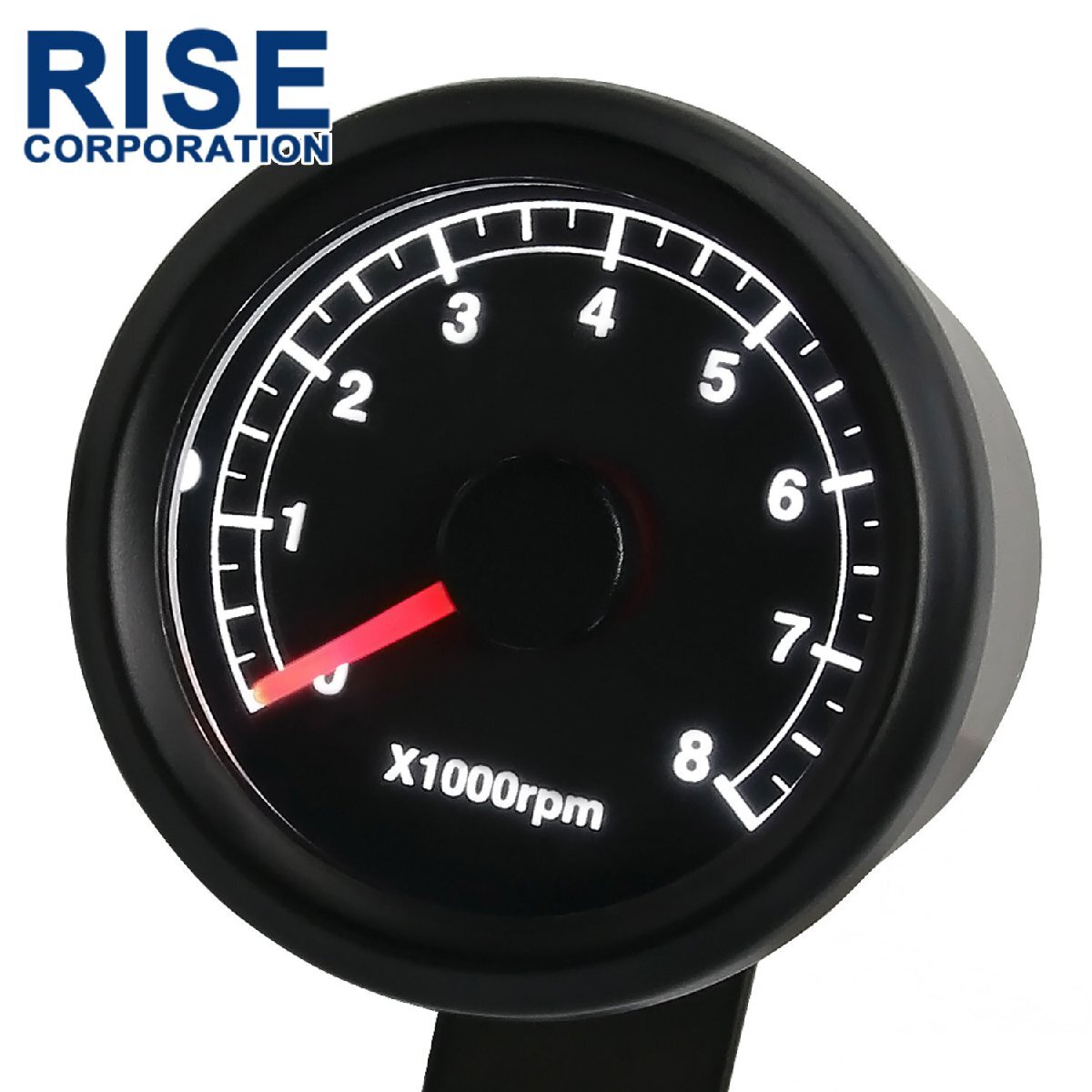 バイク用 48mm 電気式 タコメーター LED x1000rpm 汎用 ブラック カスタム パーツ 追加メーター 2気筒 12V バイク オートバイ 交換 8000rpm拍卖