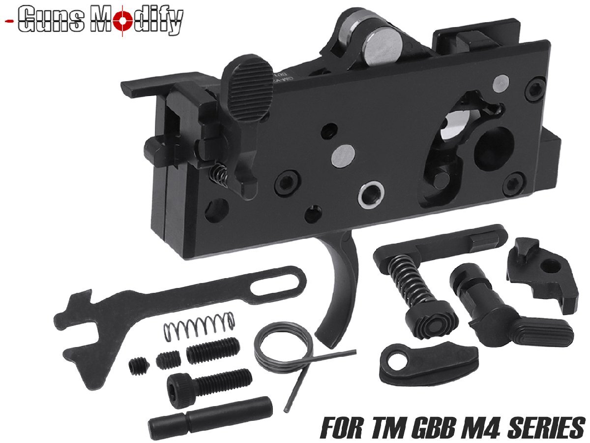 GM0509 Guns Modify スチールCNCトリガーボックス+MIM スチール ファイアリングパーツセット+AR STDトリガー for TM GBB M4拍卖