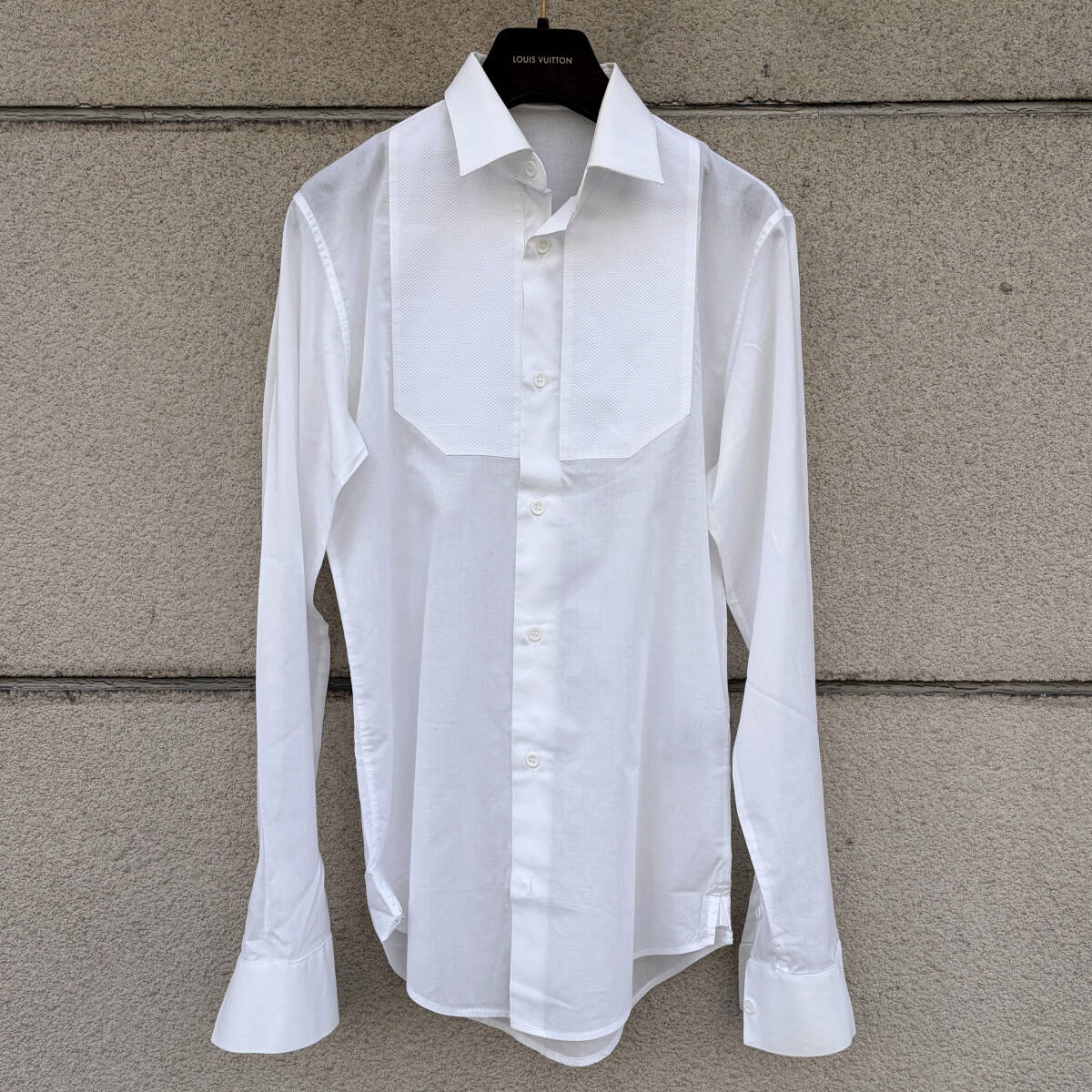 06AW コレクション Dior homme ピケ ビブフロント コットンバチスト シャツ 37 USED ディオールオム 装飾 綿ローン タキシード シャツ拍卖