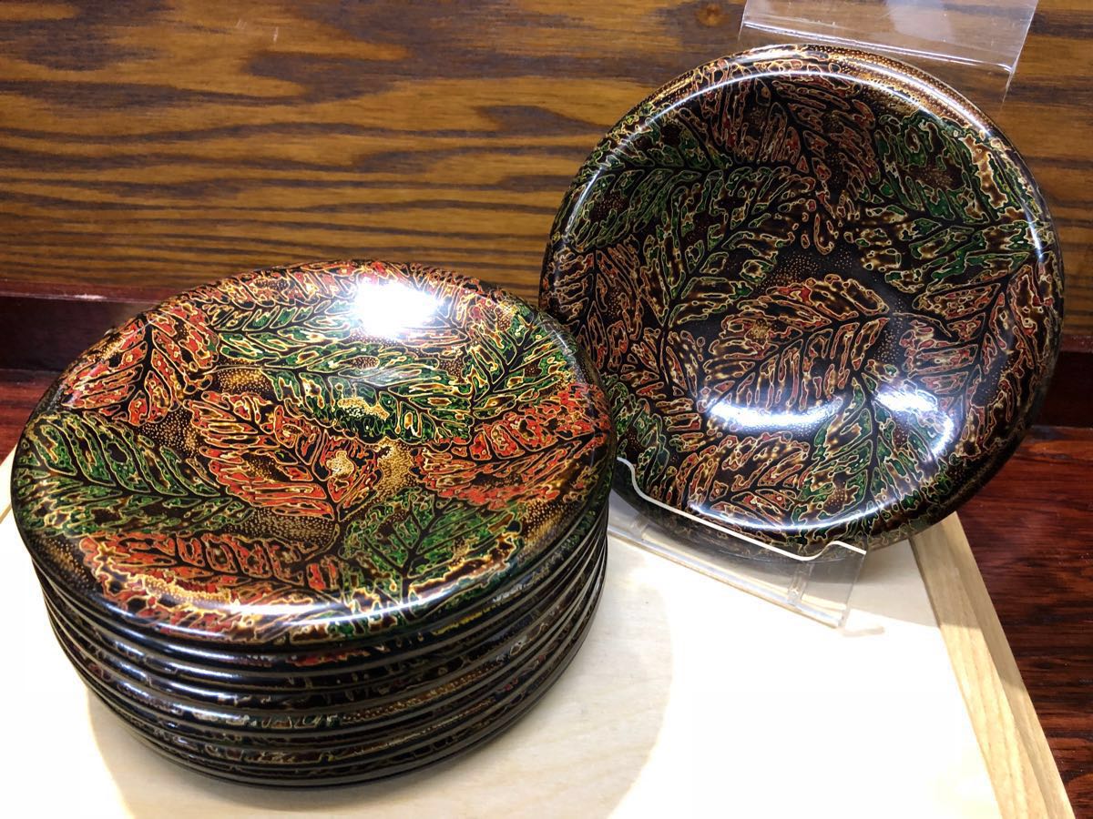 ◆新品◆柏葉/菓子皿/10枚組◆樹脂製◆約13.6cm×高さ1.5cm◆懐石/割烹/旅館/料亭/業務用食器◆未使用/当店在庫品/定価より値下げ◆拍卖