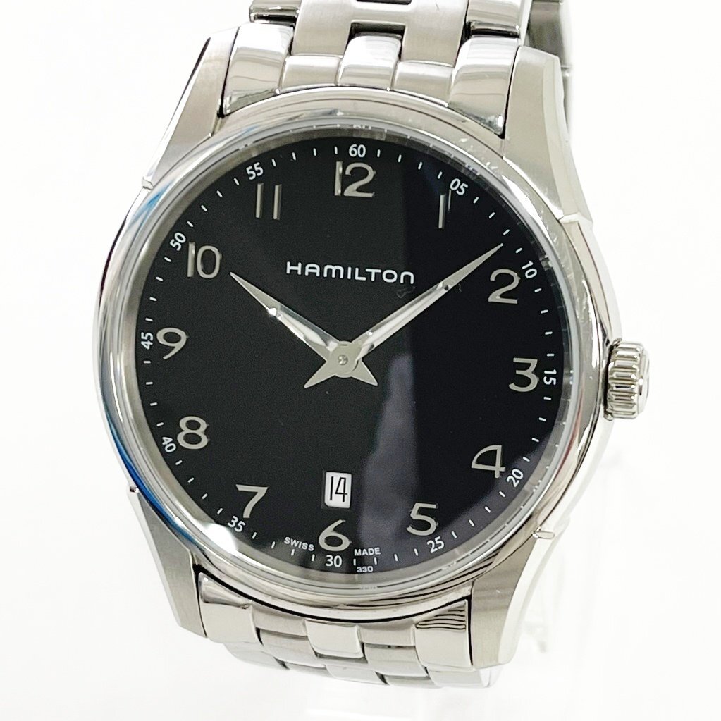 【1円スタート】HAMILTON ハミルトン H385111 ジャズマスター デイト SS ブラック文字盤 クオーツ メンズ腕時計 514779拍卖