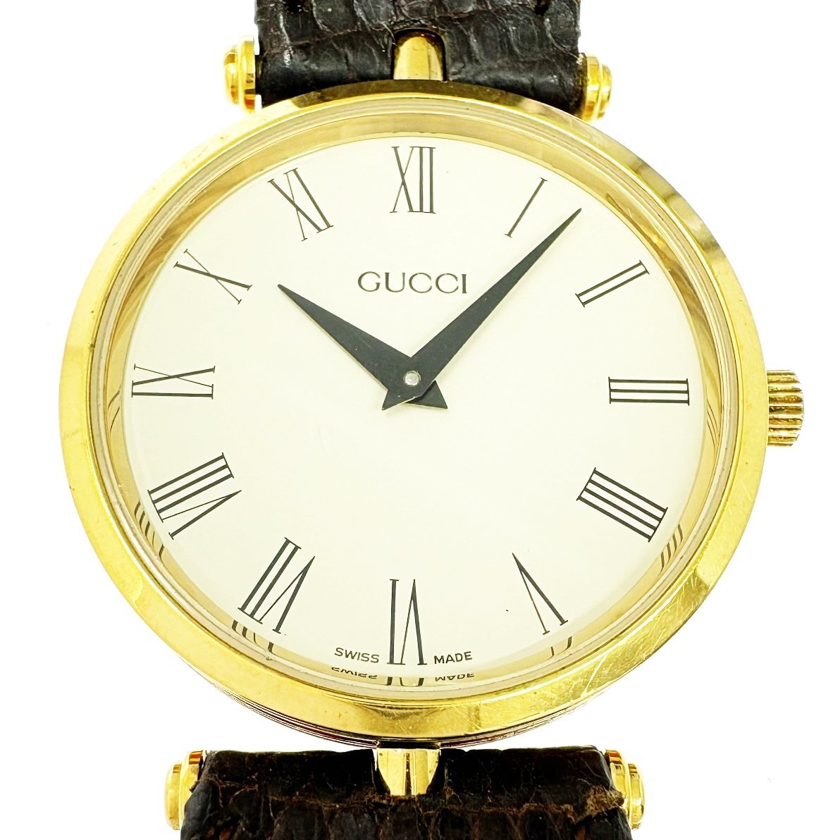 【1円スタート】GUCCI グッチ シェリーライン GP アイボリー文字盤 クオーツ メンズ腕時計 ジャンク 512633拍卖