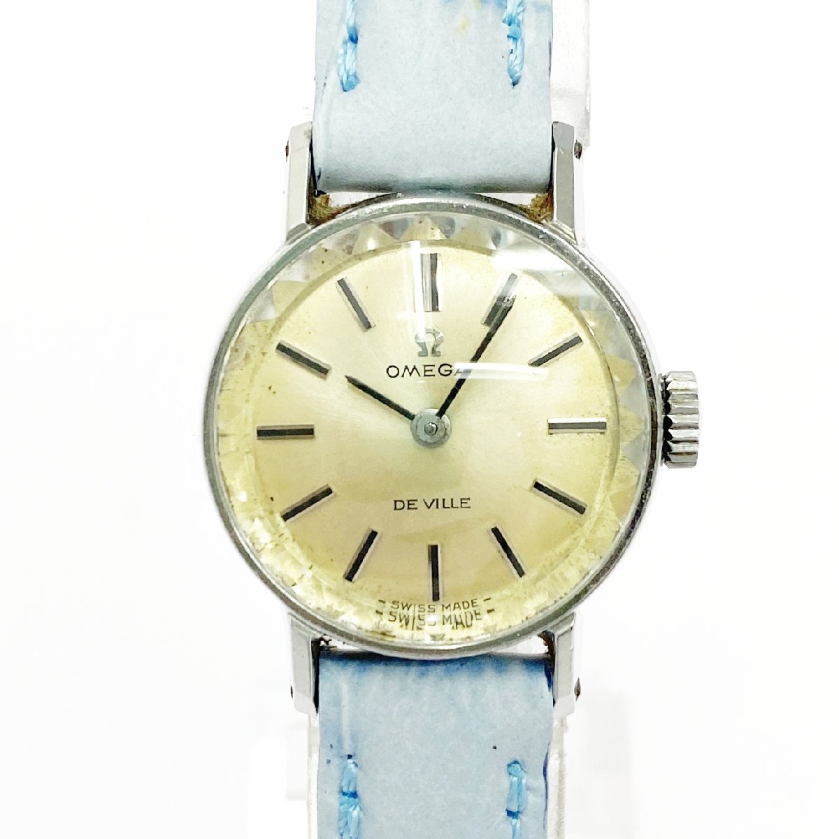 【1円スタート】OMEGA オメガ デビル ラウンド カットガラス SS 手巻き レディース腕時計 510645拍卖