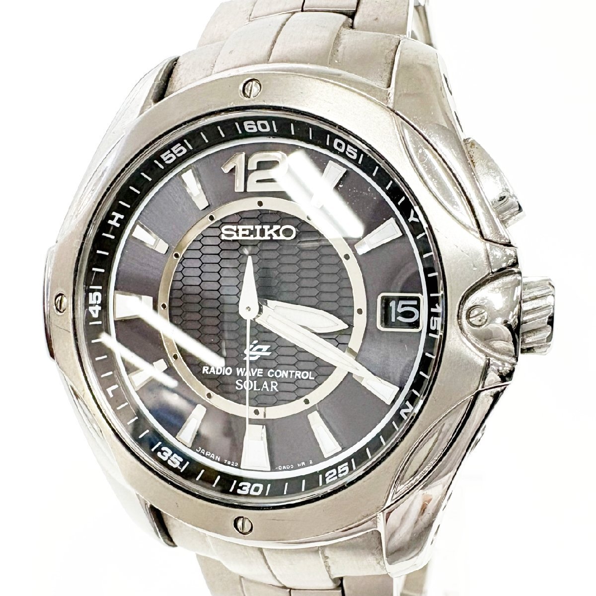 【1円スタート】SEIKO セイコー 7B22-0AA0 イグニッション チタン グレー系文字盤 電波ソーラー メンズ腕時計 510736拍卖