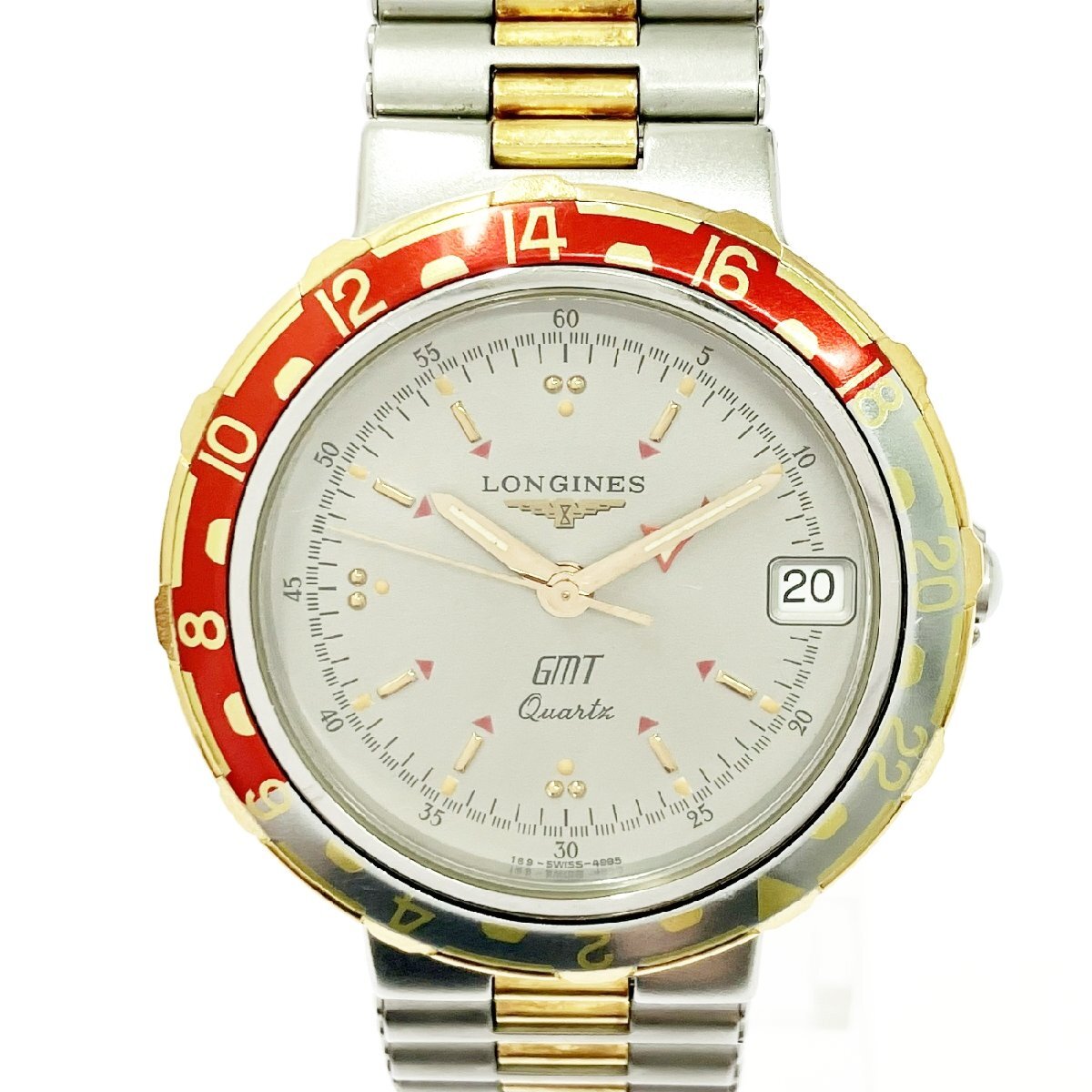 【1円スタート】【訳あり品】LONGINES ロンジン コンクエスト GMT SS×GP シルバー文字盤 クオーツ ボーイズ腕時計 512641拍卖