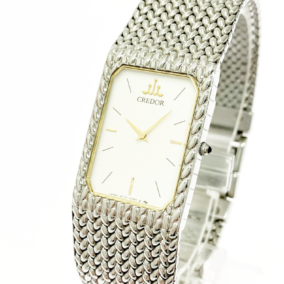 【1円スタート】SEIKO セイコー 2F70-5330 クレドール SS ホワイト系文字盤 クオーツ ボーイズ腕時計 517404拍卖