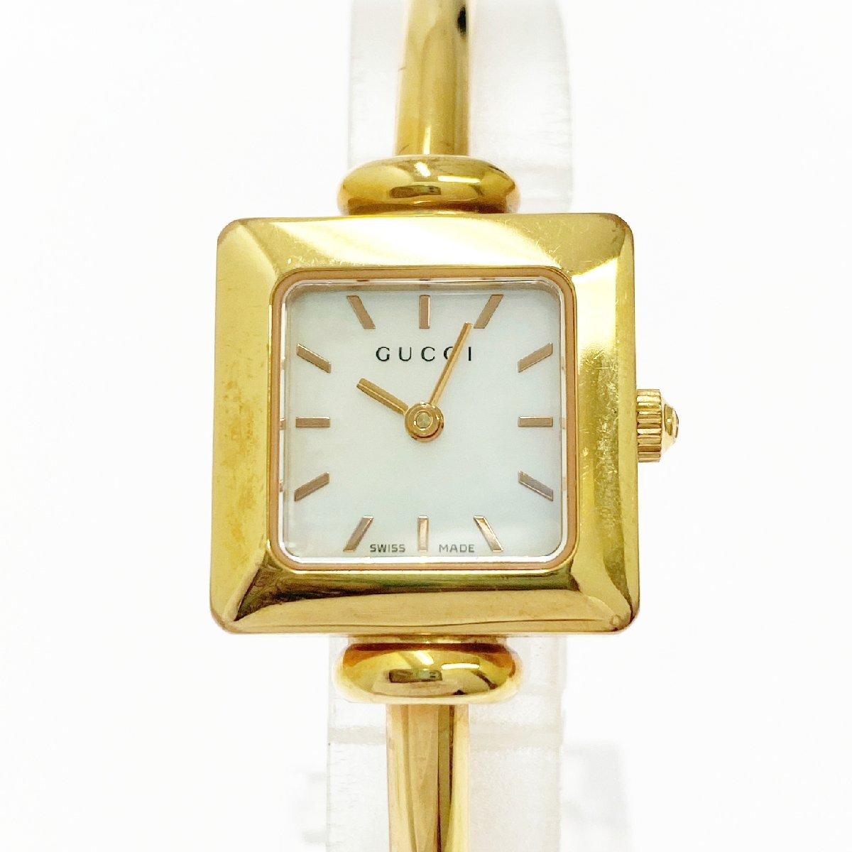 【1円スタート】GUCCI グッチ 1900L バングルウォッチ GP シェル文字盤 クオーツ レディース腕時計 516801拍卖
