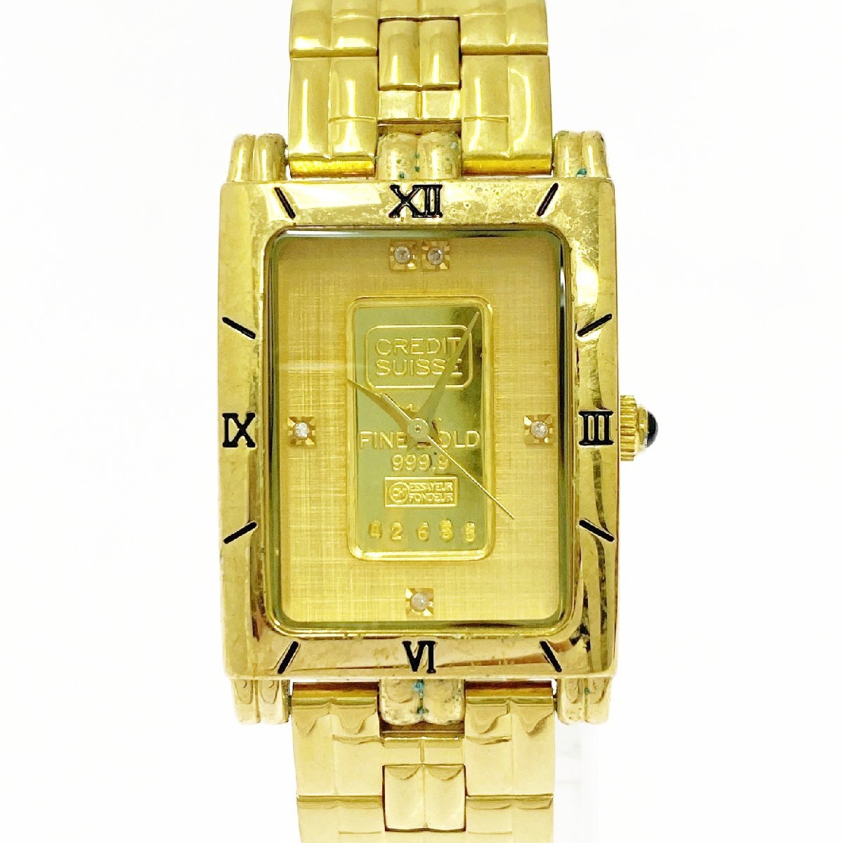 【1円スタート】ELGIN エルジン FK-1153-E FINE GOLD 999.9 インゴット 1g ゴールド文字盤 クオーツ ボーイズ腕時計 516759拍卖