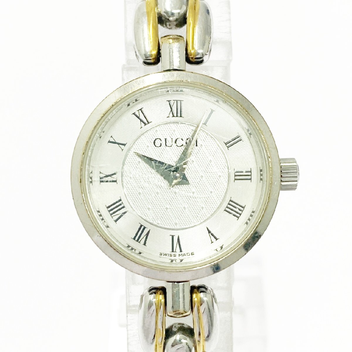 【1円スタート】GUCCI グッチ シェリーライン SS シルバー文字盤 クオーツ レディース腕時計 516739拍卖