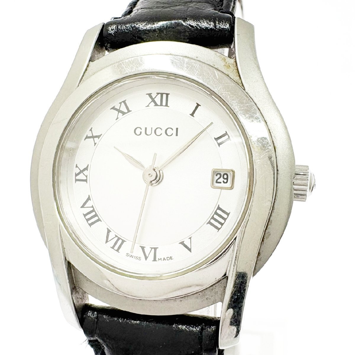 【1円スタート】【訳あり品】GUCCI グッチ 5500L Gクラス デイト SS シルバー文字盤 クオーツ レディース腕時計 516813拍卖