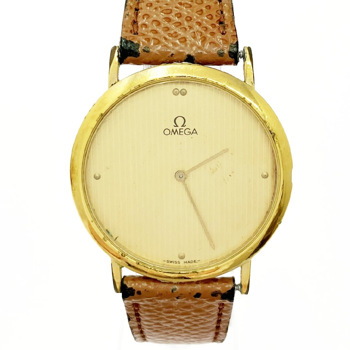 【1円スタート】OMEGA オメガ デビル ラウンド GP×SS ゴールド文字盤 クオーツ ボーイズ腕時計 ジャンク 516833拍卖