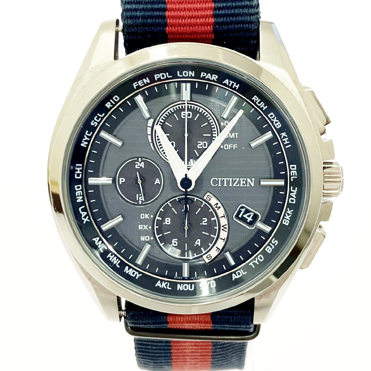 【1円スタート】CITIZEN シチズン H804-T018696 エコドライブ チタン 電波ソーラー メンズ腕時計 517415拍卖