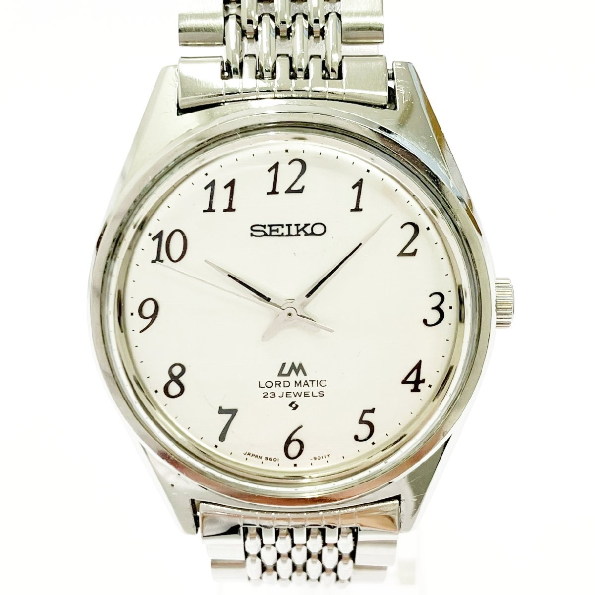 【1円スタート】SEIKO セイコー 5601-9000 LM ロードマチック 23石 SS シルバー文字盤 自動巻き メンズ腕時計 516783拍卖